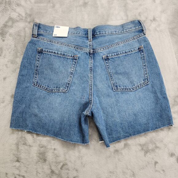 NEW Old Navy Shorts Womens 10 Blue Distressed High Rise Straight Cut Off Denim - Picture 2 of 12